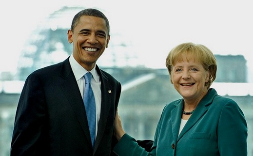 أوباما يودع ميركل ويسلمها شعلة القيم الديموقراطية