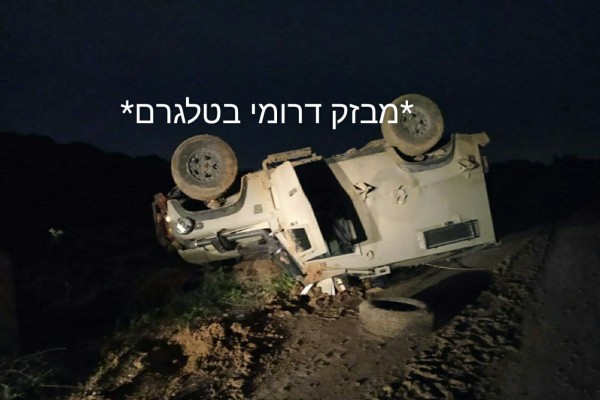 انقلاب مدرعة إسرائيلية شمال فلسطين المحتلة