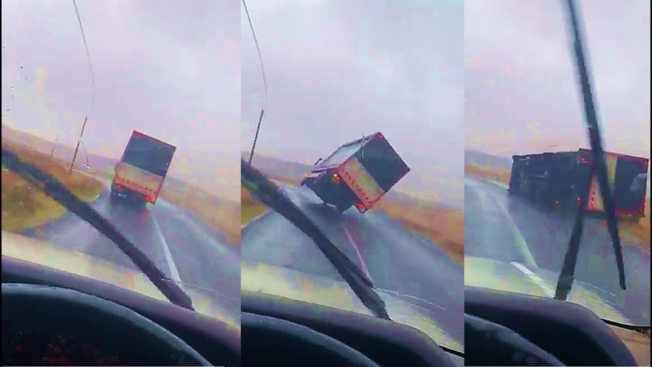 بالفيديو: هكذا فعلت العاصفة "خورخي" بالشاحنة