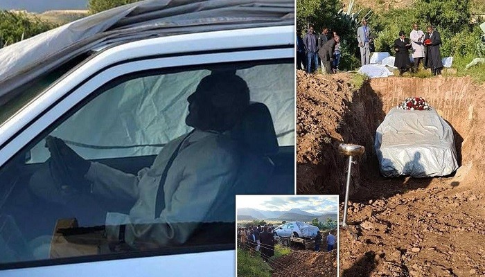 بالفيديو والصور: دفن "زعيم إفريقي" داخل سيارته "المرسيدس" تنفيذاً لوصيته