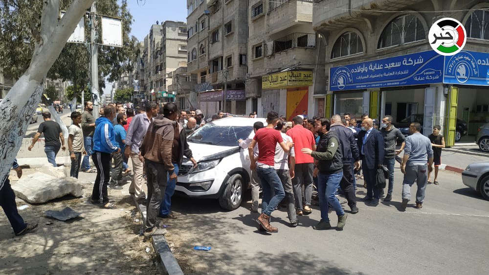 شاهد: انقلاب "جيب" في شارع الجلاء شمال مدينة غزّة