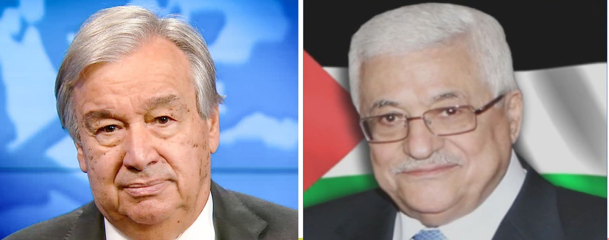 الرئيس عباس يبحث مع الأمين العام للأمم المتحدة الجهود المبذولة لوقف إطلاق النار