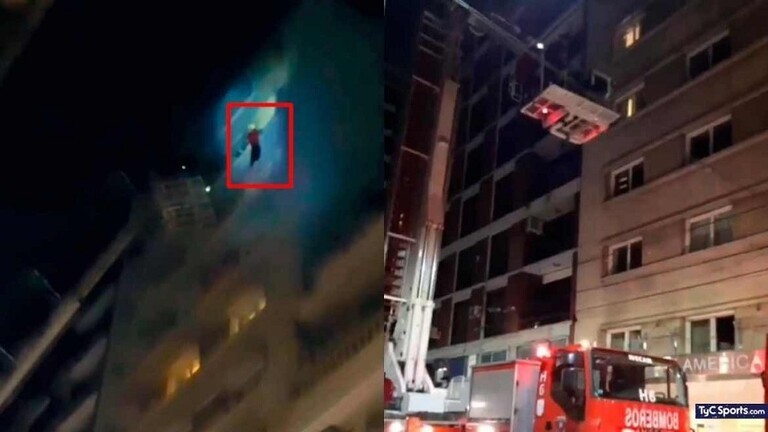 فرار لاعب مصاب بكورونا من حريق عبر النافذة