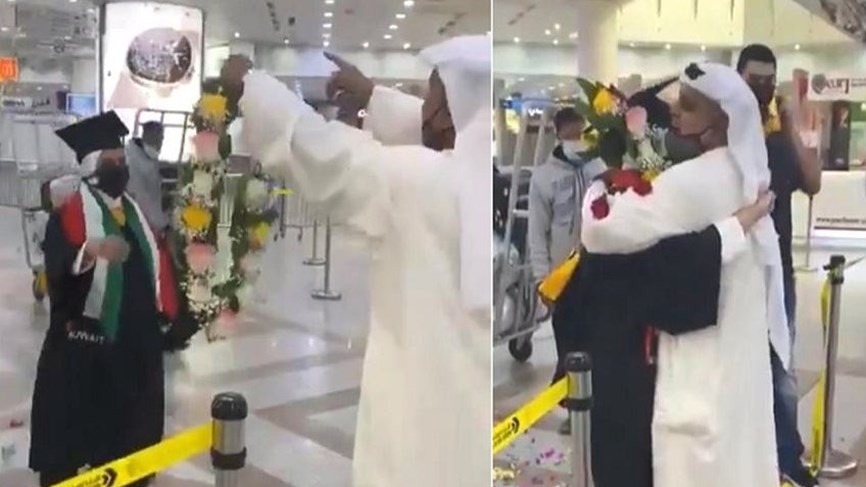 بالفيديو | يا طير السعد"مواطن كويتي" يستقبل ابنته المتخرجة بطريقة مؤثرة في المطار