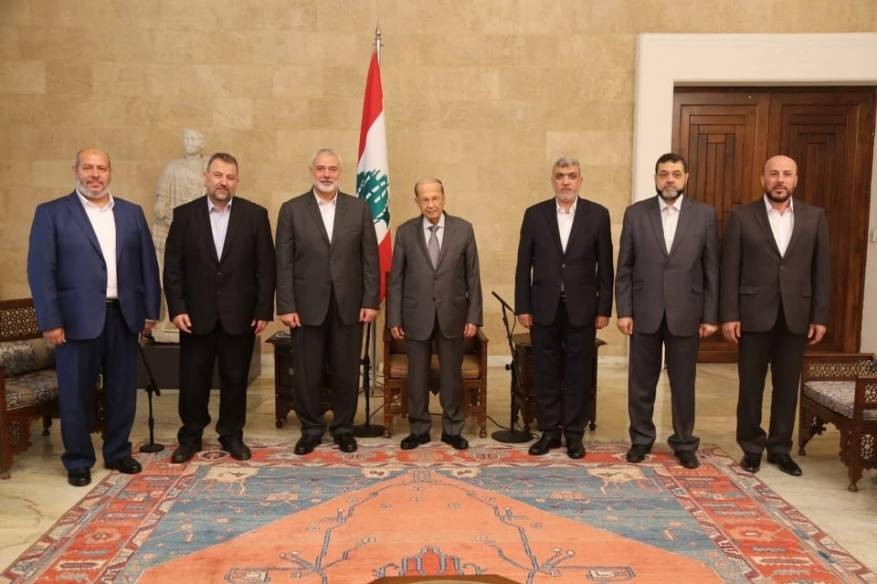 وفد من حركة "حماس" برئاسة هنية يلتقي الرئيس اللبناني