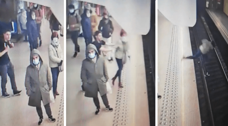 شاب يدفع سيدة أسفل عجلات قطار مترو الأنفاق فى بروكسل