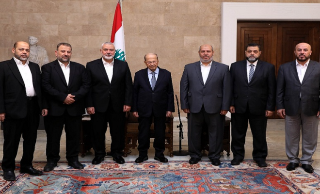 تفاصيل لقاء هنية مع الرئيس اللبناني في بيروت