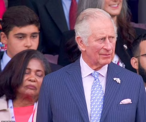 امرأة تغفو خلف الأمير تشارلز فى احتفال اليوبيل البلاتينى للملكة