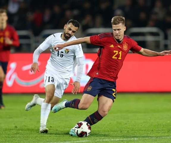 بالصور :  إسبانيا تهزم الأردن في البروفة الأخيرة للمونديال