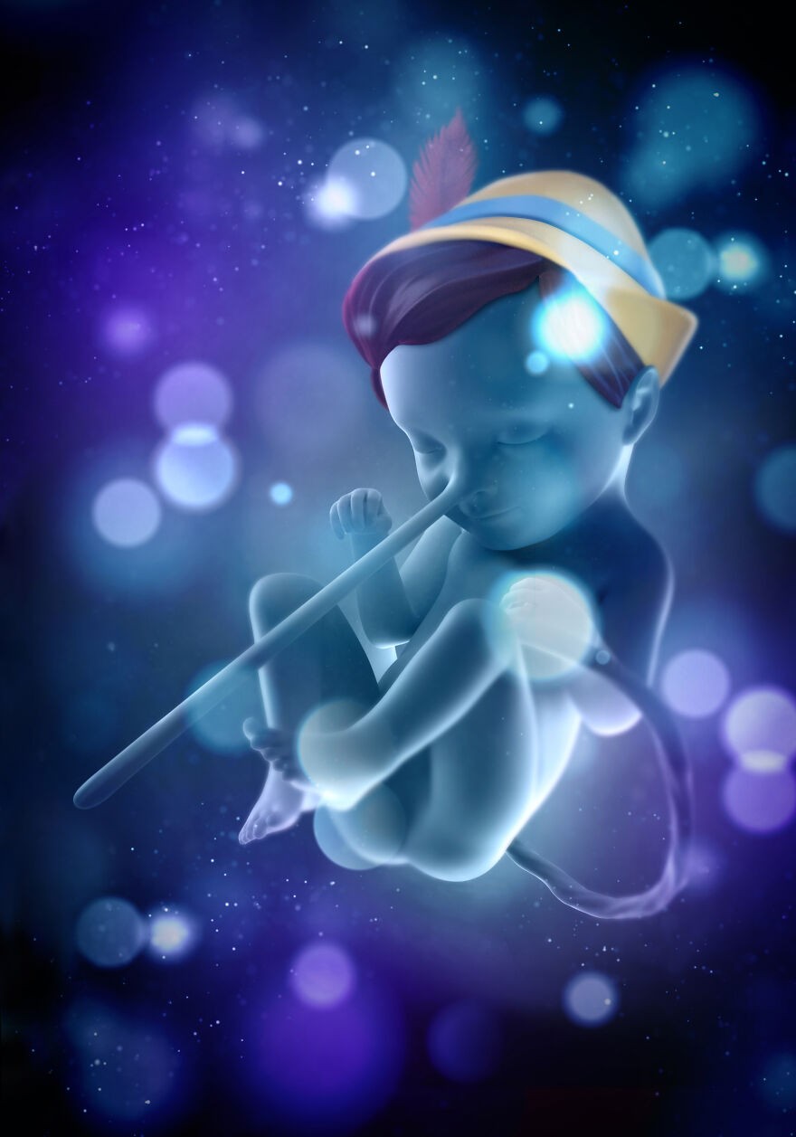 بريطانى يتبنى مشروع رسم الشخصيات الشهيرة "أجنة" قبل ولادتهم