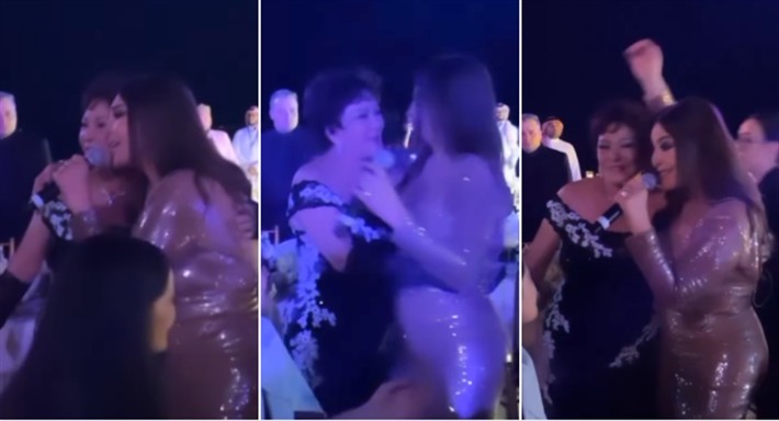 إليسا تنزل من المسرح لتحية لبلبة في مهرجان البحر الأحمر السينمائي