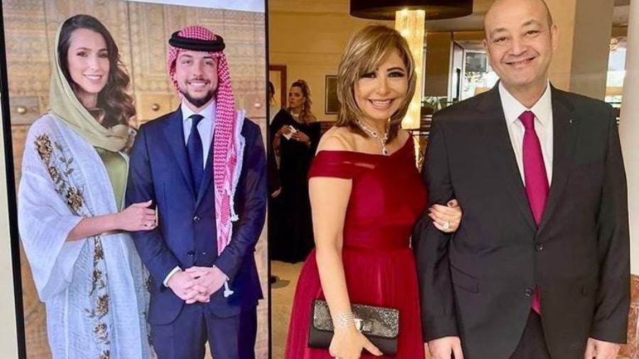 لميس الحديدي وعمرو أديب يتألقان من حفل زفاف ولي العهد الأردني