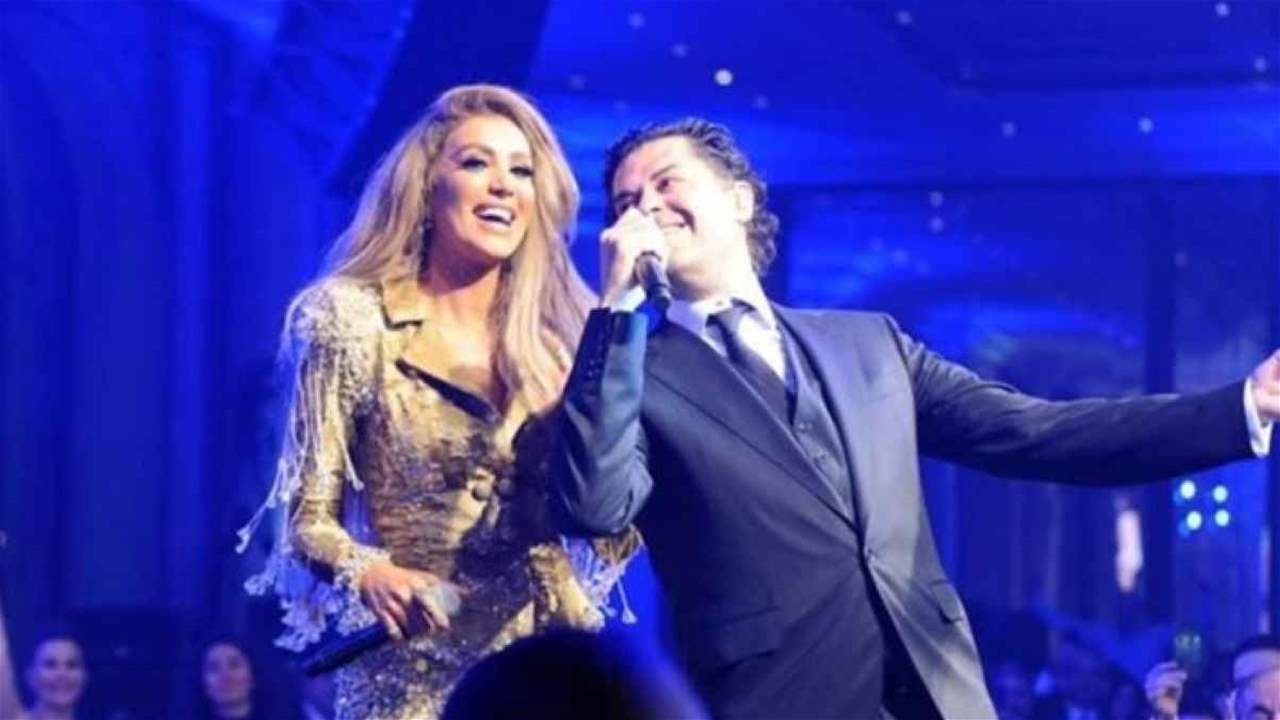 وصلة رقص بين راغب علامة ومايا دياب خلال سهرة بالأردن