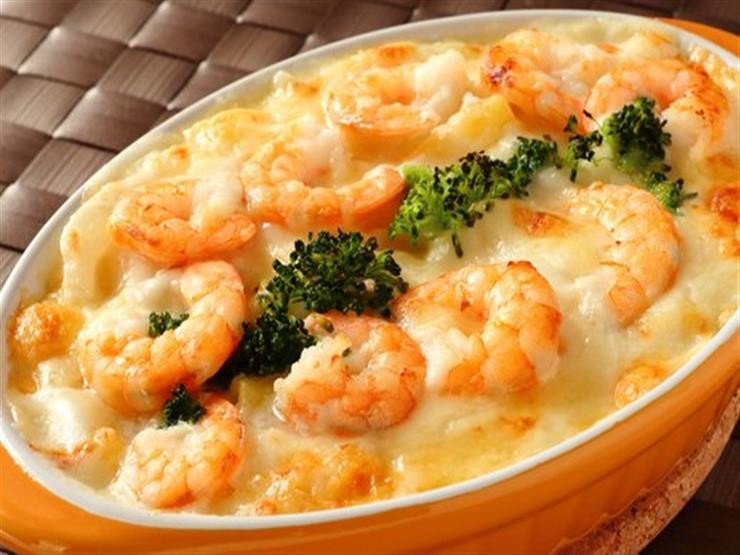 مكرونة بشاميل بالجمبري