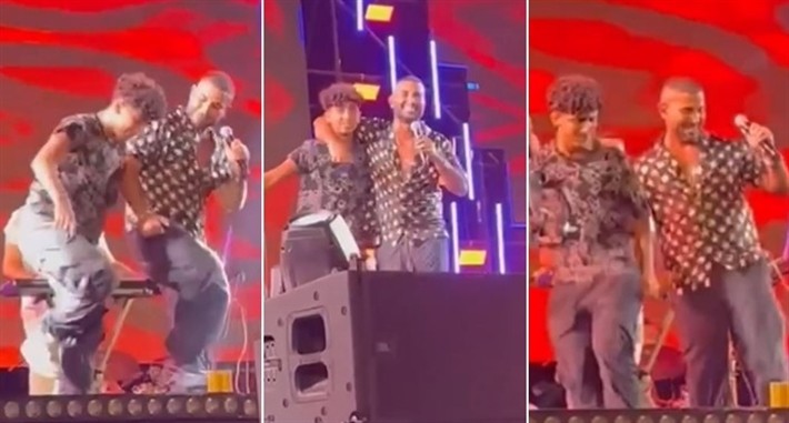 أحمد سعد ونجله يرقصان في حفل بورسعيد