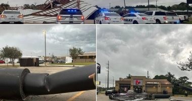 لافتة مطعم ضخمة كادت تسحق رأس سيدة فى أمريكا بسبب عاصفة شديدة