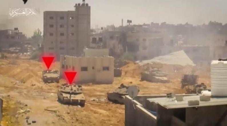 القسام تجهز على طاقم دبابتي ميركافاه من مسافة صفر في مخيم الشابورة