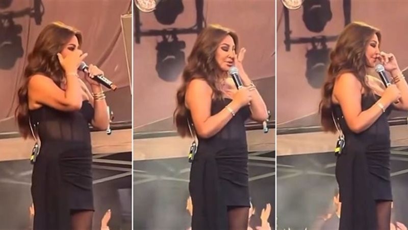 إليسا تبكي وترفع الكوفية الفلسطينية في حفل السويد