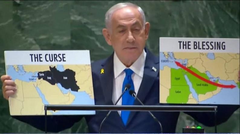 نتنياهو من على منبر الأمم المتحدة يعلن استمرار عدوانه على غزة ولبنان ويهاجم الأمم المتحدة والمحكمة الجنائية والرئيس عباس والمتظاهرين ضد الاحتلال