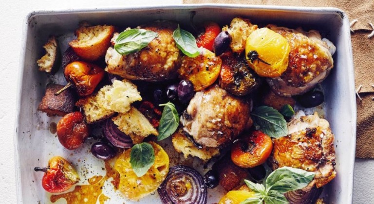 صينية الدجاج مع الخضار المشوية