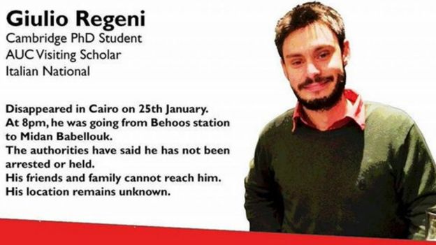 الأوبزرفر البريطانية:  مقتل الطالب الإيطالي هجوما على الحرية العاليمة