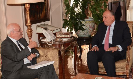 عريقات يبحث مع وزير الخارجية المصري تطورات القضية الفلسطينية