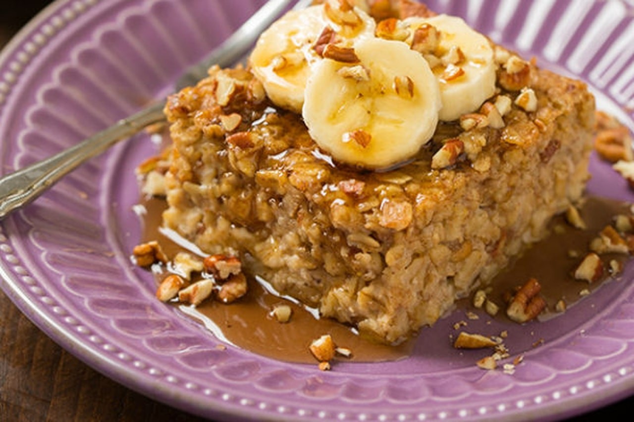 كيكة الموز بالشوفان والجوز