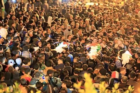بالصور ..جنين تشيّع شهداء قباطية الثلاثة أبطال عملية القدس