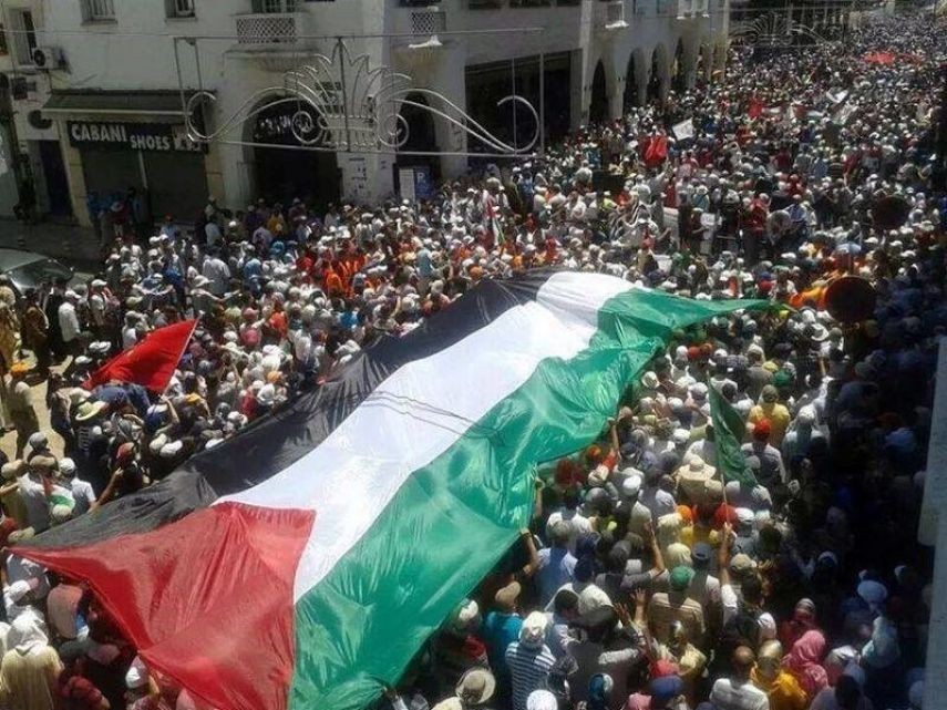 مئات المغربيين ينظمون وقفة تنديدًا بمجزرة غزة 