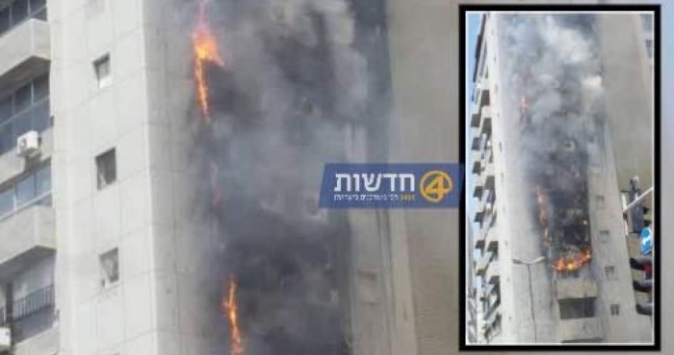 محاولات لإخلاء عدد من المستوطنين محاصرين داخل مبنى اندلعت فيه النيران في أسدود