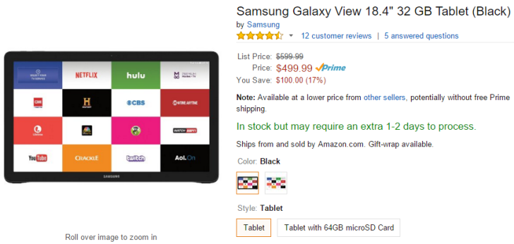 جهاز Galaxy View ينخفض سعره بمائة دولار من سعره الأساسي