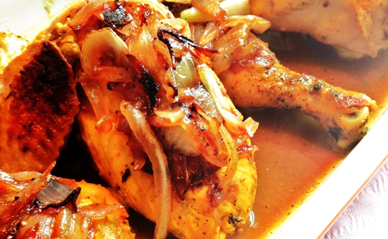  صينية الدجاج مع البصل المكرمل