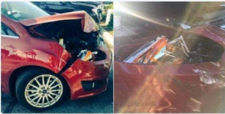 بالصور : فنانة سورية تنجو من الموت بأعجوبة بعد تعرضها لحادث سير!