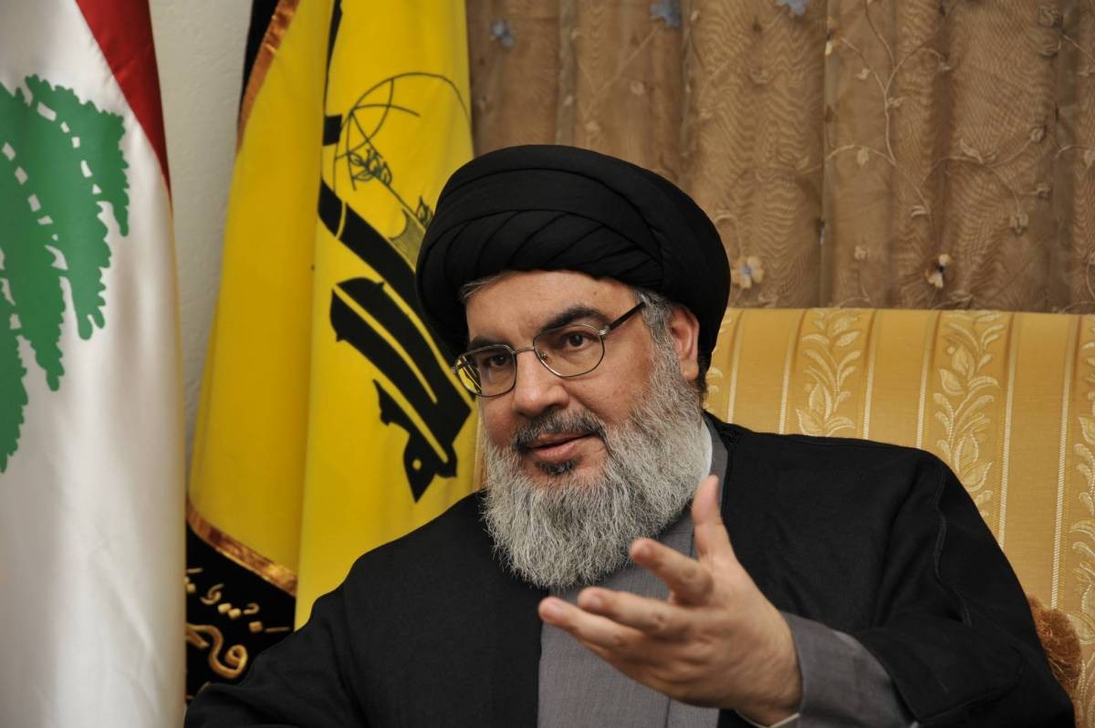 صورة: عبارة وضعها "نصر الله" خلفه فتحت أبواب التساؤل في إسرائيل!!