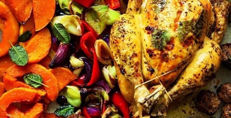 دجاج مشوي بالخضار