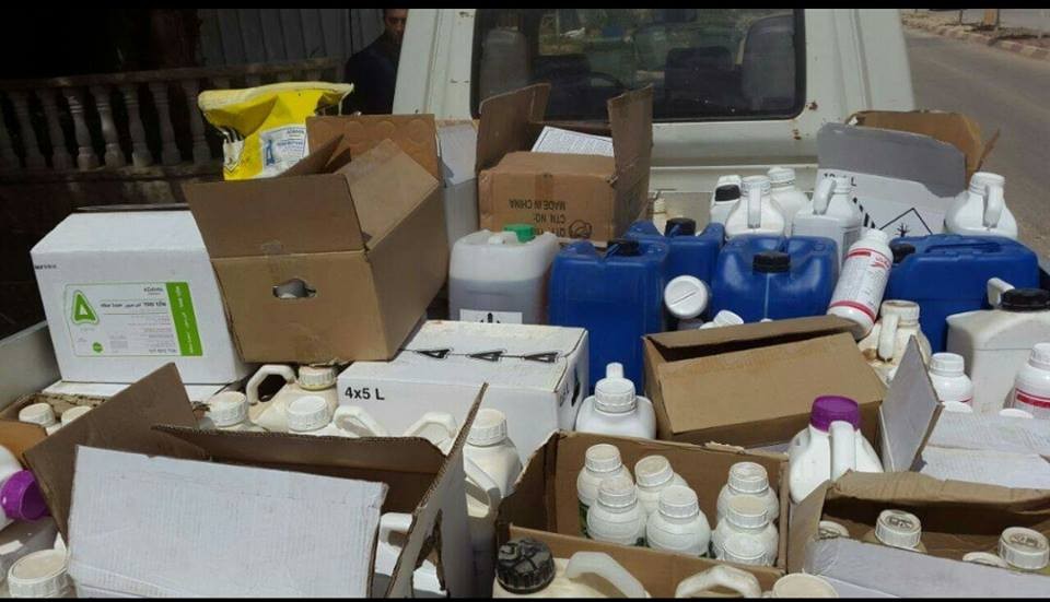 ضبط 600 لتر مبيدات زراعية ممنوعة من التداول في طولكرم