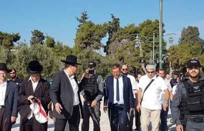 بالصور: مستوطنون يؤدون صلوات تلمودية بالأقصى بقيادة المتطرف "غليك"