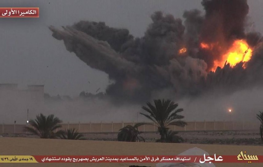 بالصور .. "ولاية سيناء" تتبنى تفجير العريش أمس