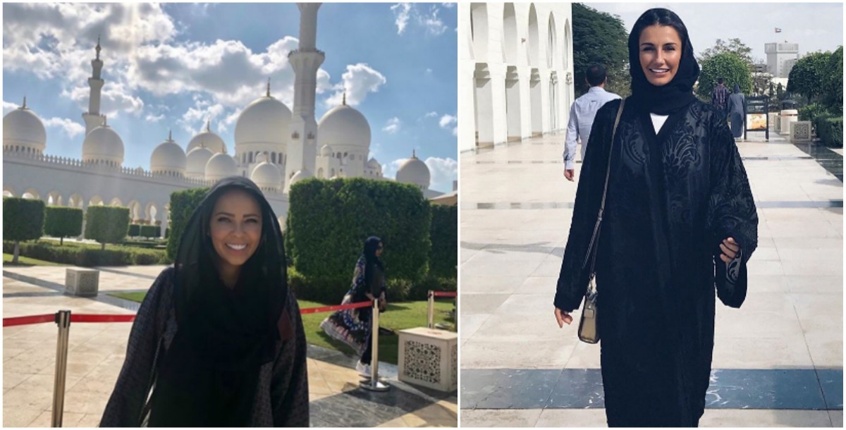 بالصور : زوجات نجوم ريال مدريد يظهرن بالحجاب في أبو ظبي