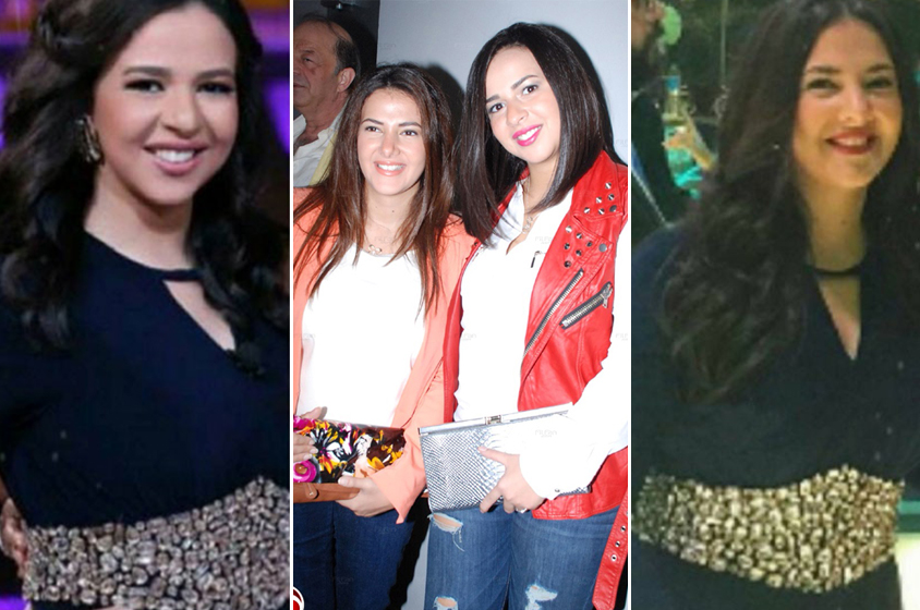 بالصور .. دنيا سمير غانم ترتدي فستان شقيقتها إيمي..