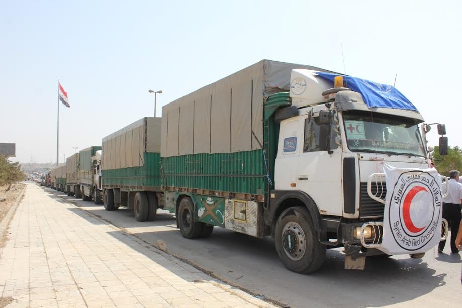 للمرة الاولى منذ عامين...دخول قافلة مساعدات غذائية وطبية الى دوما