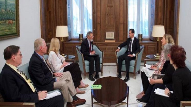 الرئيس بشار الأسد يلتقي وفد أمريكي لبحث الأزمة في سوريا