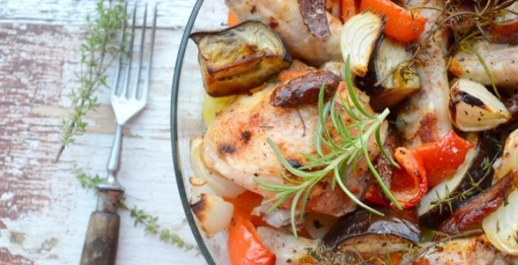 صينية دجاج بالباذنجان