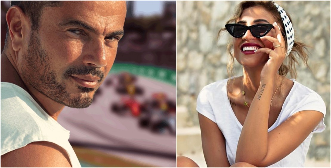 شاهد : عمرُو دياب ودينا الشربيني في سباق "الفورمولا 1".. !