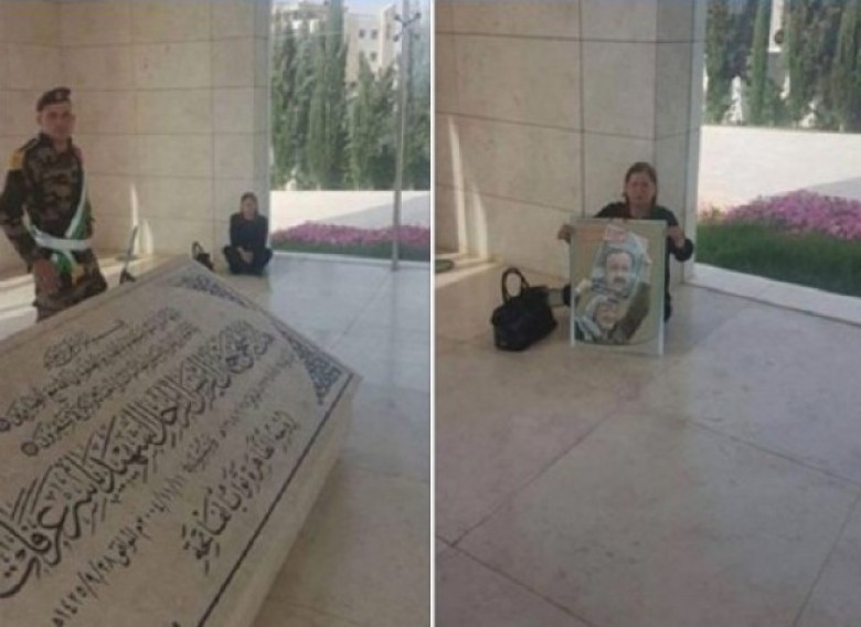  زوجة الأسير البرغوثي تعتصم قرب ضريح عرفات