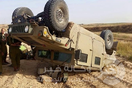 اصابة 4 من شرطة الاحتلال اثر انقلاب جيب عسكري بهم