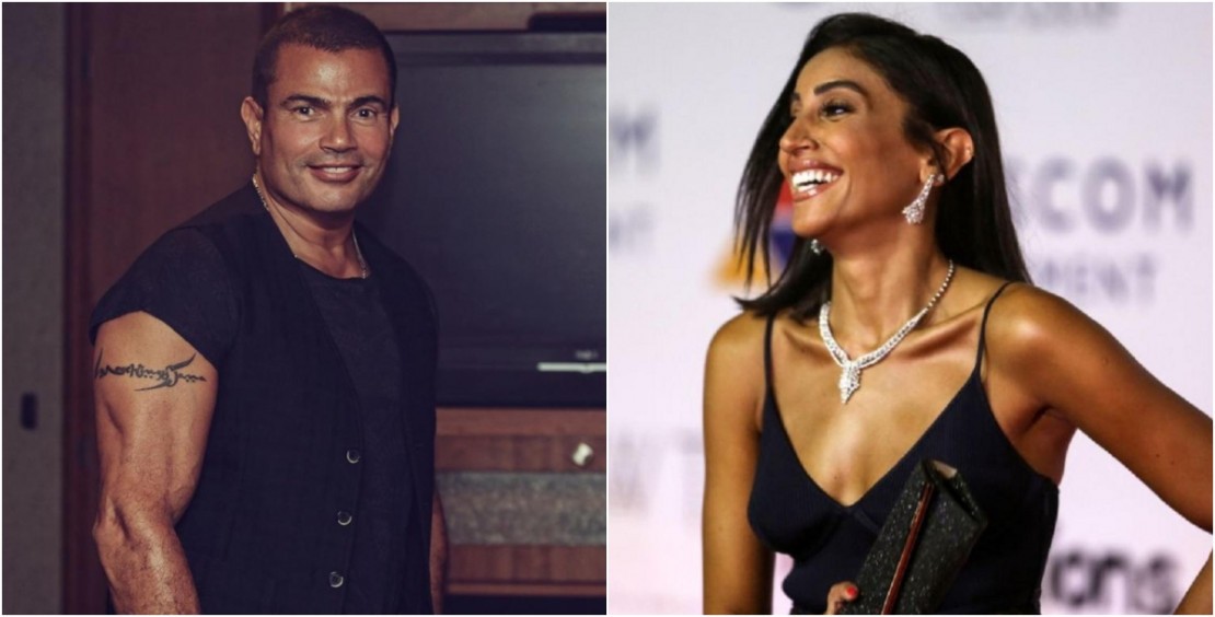 شاهد : "عمرو دياب" يحاول التخفّي في المطار بصحبة "دينا الشربيني"